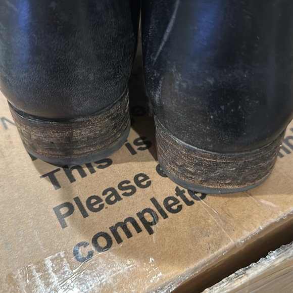 Frye Melissa Button Western Leather Zipper Black Low Heels Booties Sz 9 👢 🥾